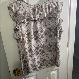 Worthington Cream Floral Lace Blouse Sleeveless Size Medium